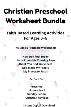 Christian Preschool Kids Worksheet Bundle