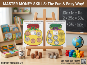 Counting Money Jar Set – U.S. Coin Practice Sheets (4-Sheet Financial Literacy Pack)
