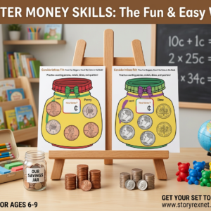 Counting Money Jar Set – U.S. Coin Practice Sheets (4-Sheet Financial Literacy Pack)