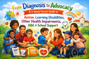 From Diagnosis to Advocacy: A 2 week Parent Guide to Autism, ABA, Learning Disabilities & Other Health Impairments & School Support