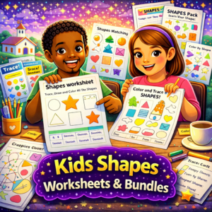 Kids Shapes Worksheets & Bundles